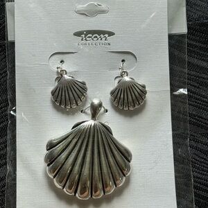 IC COLLECTION Silver Shell Earrings